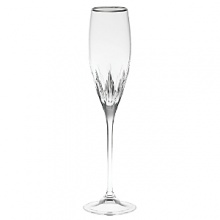 A classic pattern now features a platinum metal band creating pieces that are even more striking than the original. Wine, goblet, flute and iced beverage are available to make a full suite.