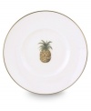 Combining the exotic lushness of the tropics with classic British style, this china collection stirs romantic thoughts of overseas adventures. Finish dinner service properly with this dessert plate. Choose from three richly detailed designs: Shutter, Bamboo or Trade Winds. A thin rim of gold lends a brilliantly elegant touch. Qualifies for Rebate