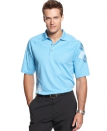 It'll be easy to focus on your swing in this performance golf polo shirt with moisture wicking from Champions Tour.