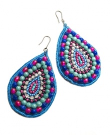 Take cues from traditional styles by incorporating a little red, white and blue. The fine beadwork on Style&co.'s stunning teardrop earrings make them an absolute must. Crafted in gold-plated mixed metal with glass, metal, and cotton accents. Approximate drop: 2-1/2 inches.