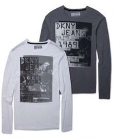 Throwback to the 80's with this cool DKNY Jeans graphic print long sleeve tee.