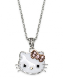 Cuteness, front and center. Hello Kitty's sterling silver necklace features an enamel pendant of the famed character for a fun fashion touch. Approximate length: 18 inches. Approximate drop: 5/8 inch.