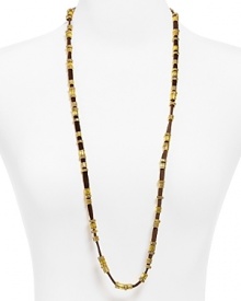 A leather cord and boldly hued beads are in harmony on this beaded wrap necklace from Vanessa Mooney.