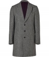 A sleek take on timeless classic outerwear, PS by Paul Smiths grey wool coat is a smart choice tailored to multi-season sophistication - Peaked lapel, long sleeves, buttoned cuffs, button-down front, side slit pockets, back vent - Modern straight fit - Wear with cashmere pullovers and sleek tailored trousers