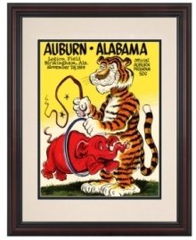 Augie failed to tame the Crimson Tide in 1959, but the game day program cover still makes fantastic artwork for die-hard Auburn football fans. A classic cherry-colored frame and double mat make this vivid reproduction ready for display.