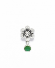 The sterling silver floral charm celebrates May birthdays with a dangling emerald jewel. Donatella is a playful collection of charm bracelets and necklaces that can be personalized to suit your style! Available exclusively at Macy's.