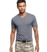 Stick out your neck for cool style with this t-shirt from Marc Ecko Cut & Sew.