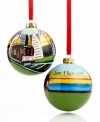 A ball of energy, the San Francisco ornament depicts the bustling city's most recognized landmarks, from the Golden Gate Bridge to the Transamerica Pyramid, in hand-painted glass.