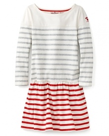 Contrasting stripes add an adorable quirky-cool accent to this cotton dress from Juicy.