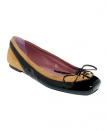 Contrasting fabrics on Kensie's Daphne ballet flats give this feminine style a trendy twist.