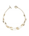 Delicate design makes for maximum impact. Illusion-style necklace by Monet crafted from goldtone mixed metal and studded with alternating brushed and polished goldtone beads. Approximate length: 18 inches.