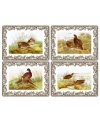 Bring the classic style of the English countryside to your table with Woodland placemats. Pheasant, quail and other game birds are illustrated in great detail and framed by Spode's 1828 British flowers border on heat-resistant cork.