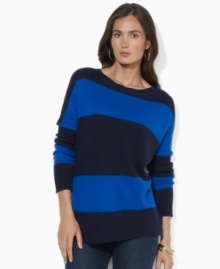 Lauren Jeans Co.'s soft knit sweater is crafted with a chic ballet neckline for feminine allure.