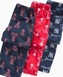 He can keep comfortable in these fleece print pants from adidas MLB while he watches the big game.