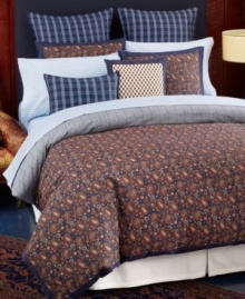 Inspired by classic Tommy Hilfiger style, this Shelburne Paisley sham features a plaid blue landscape with a hidden zip closure.