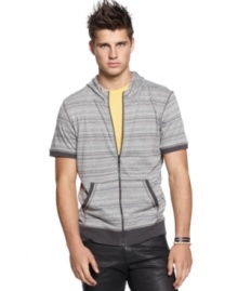 Layer-up this summer with this lightweight striped hoodie from Bar III.