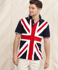 The best of both worlds. This UK and US polo shirt from Tommy Hilfiger combines the best of red, white and blue style.