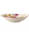 Prolong spring with this deep Mariefleur bowl. Splashy colors adorn premium white porcelain edged in red and crafted in a whimsical leaf shape. Mix and match with New Cottage dinnerware, also by Villeroy & Boch.