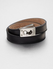 Soft lamb leather with palladium clasp detail.Leather strapLength, about 14.5Made in Italy