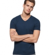 Vary your t-style with this slub weave v-neck from Calvin Klein.