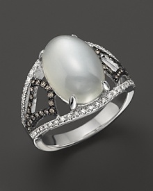 Badgley Mischka Grey Moonstone And Diamond Ring