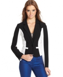 Pop sensation: dynamic colorblocking makes Material Girl's blazer a bold style that stands out in the crowd.