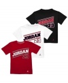 Get up! He'll feel like he can fly in this sporty Jordan tee shirt from Nike.