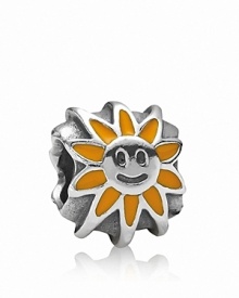 PANDORA's silver and yellow enamel charm brightens your bracelet with sunny style.