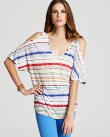 Ella Moss Tee - Serape Stripe Cold Shoulder Tee