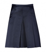 Packed with pairing possibilities, Jil Sander Navys A-line satin skirt is a sleek choice for work to cocktails chic - Fitted waist, inverted front pleat, slit pockets, hidden back zip - A-line silhouette - Wear with a matching blazer and lace-ups for a sharp take on the menswear trend