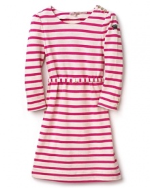 Juicy Couture Girls' Stripe French Terry Boat Neck Dress - Sizes 2-6