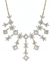 Embrace the drama. Charter Club's intricate necklace combines rows of linear floral pendants with clear glass accents. Set in gold tone mixed metal. Approximate length: 16-1/2 inches + 2-inch extender. Approximate drop: 4 inches.