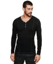 Cut a striking look with this henley shirt from Marc Ecko Cut & Sew.