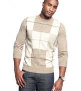 Square up your cool-weather style in this colorblocked sweater from Geoffrey Beene.