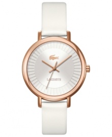 This lovely Nice collection watch from Lacoste is twice as nice with the pairing of icy white and warm rose.