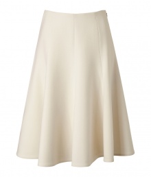 Channel the of-the-moment midi-skirt trend in this luxe-yet-romantic swing skirt from Ralph Lauren Collection - Fitted waist, flared skirt, concealed side zip closure - Wear with a fitted blouse, a cropped blazer, and peep-toe pumps