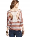 So many reasons to love this sweater from American Rag! From the marled stripes and slouchy fit, to the back-flaunting inset, cool details invigorate this must-have layer.