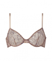 Stylish nude and periwinkle blue underwire bra - Turn up the heat in this versatile bra - Modern floral pattern and a sexy fit - Perfect under any outfit - Made by high-end intimate apparel brand Kiki De Montparnasse