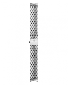 Versatile and polished. Michele's stainless steel watch band is the ultimate in understated sophistication, accented by classic links.