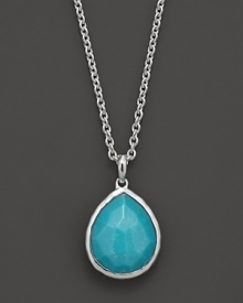 A faceted turquoise teardrop set in sterling silver. By Ippolita.