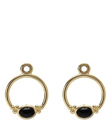 Onyx cabochon charms in 14K gold hoops add antique glamour to your PANDORA french wire or hoop earrings.