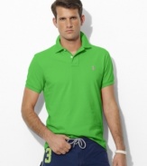 Short-sleeved polo shirt cut for a comfortable, classic fit.