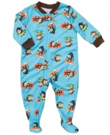 He'll be ready to monkey around in this sweet graphic footed-coverall from Carter's.