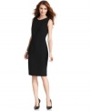 A desk-to-dinner essential: Jones New York Collection's sleeveless plus size sheath dress-- it's an instant classic!