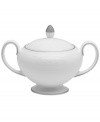 Like traditional embroidery, the Wedgwood English Lace sugar bowl is meticulously crafted with delicate florals, all embossed in fine bone china that's remarkably dishwasher safe. With platinum banding.