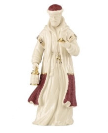 Handsomely decorated by in exquisite ivory porcelain, the Inn Keeper figurine will carry on the traditional Nativity tale, a reminder of the holiday season's true meaning. From the Lenox First Blessing Nativity collection.