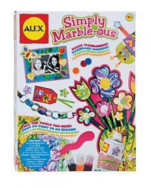 All the tools you need to magically marbleize paper and stickers! Just color, swirl and dip!