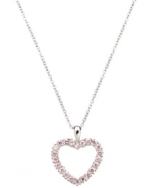 She'll look perfectly pretty in pink. CRISLU's sparkling children's necklace features pink cubic zirconias (3/8 ct. t.w.) in a sweetheart shape. Crafted in platinum over sterling silver. Approximate length: 13 inches + 1-1/2-inch extender. Approximate drop: 5/8 inch.