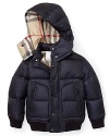 This classic down coat keeps little ones both warm and stylish. From Burberry.