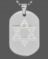 Symbolically stylish. This intricate dog tag pendant for men features a Star of David design crafted from round-cut diamonds (1/2 ct. t.w.). Set in stainless steel. Approximate length: 24 inches. Approximate drop length: 1-3/4 inches. Approximate drop width: 1 inch.